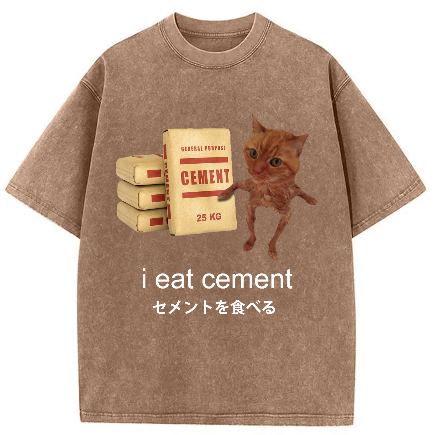 Modecanvas I Eat Cement Meme Washed T-Shirt-modecanvas