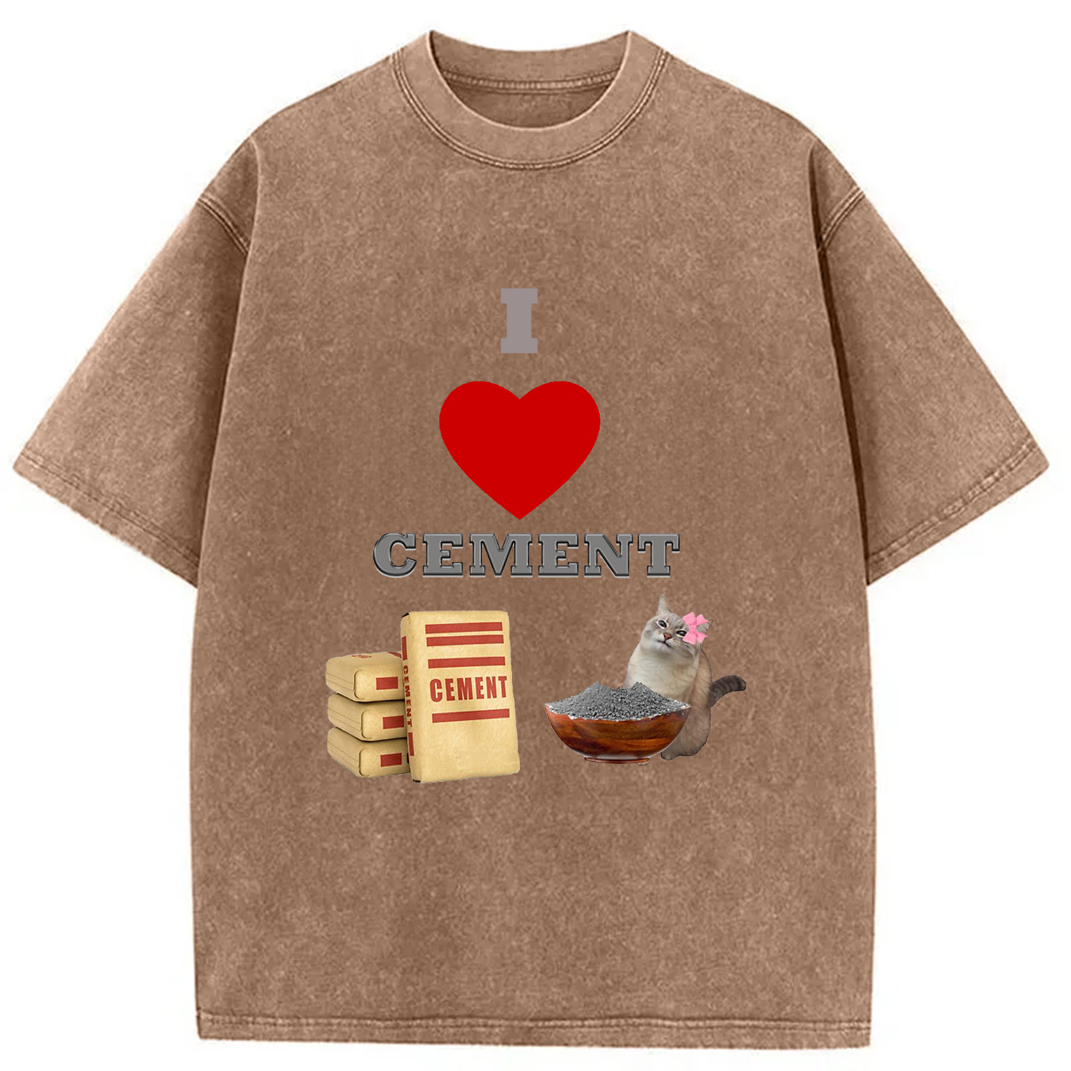 Modecanvas I LOVE CEMENT Washed T-Shirt