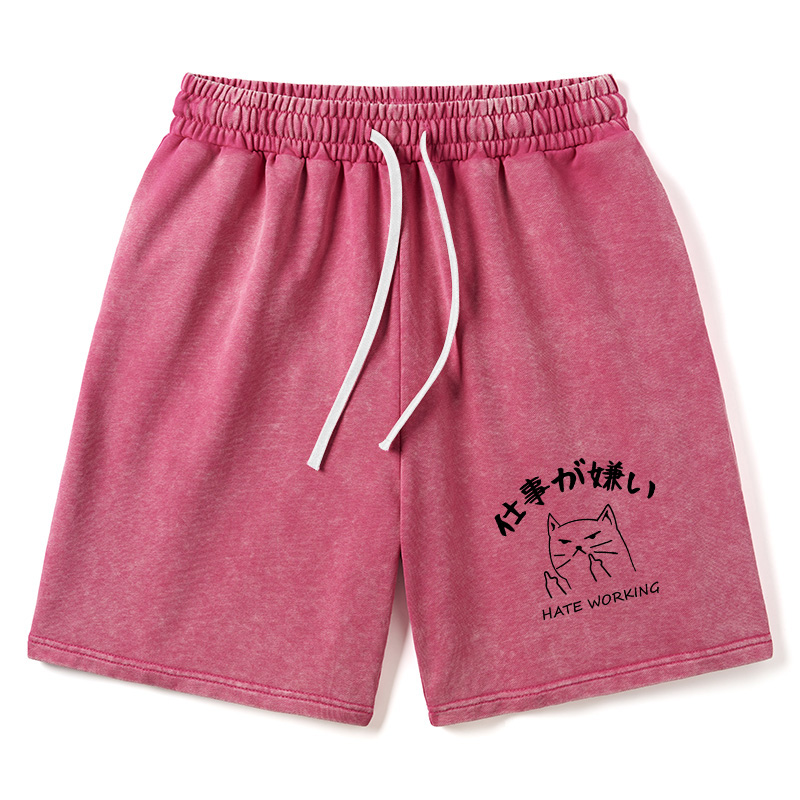 Modecanvas A Cat That Hates Work Washed Shorts