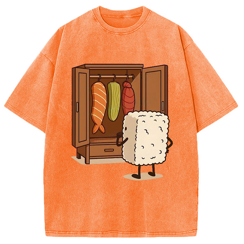 Modecanvas Sushi Pick Out Clothes Washed T-Shirt