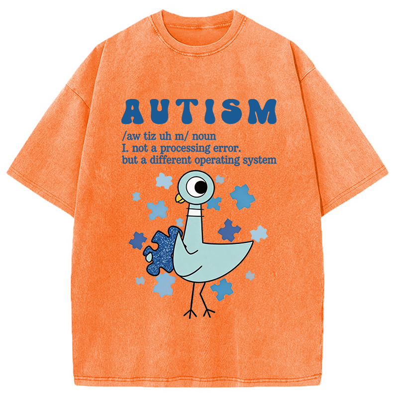 Modecanvas Autism Pigeon DTG Printing Washed T-Shirt