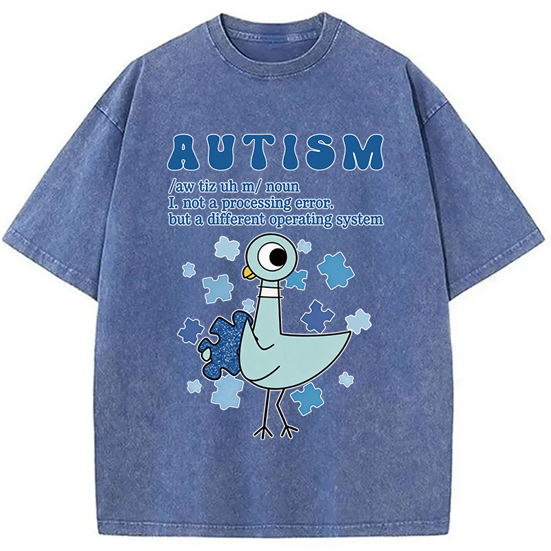 Modecanvas Autism Pigeon DTG Printing Washed T-Shirt
