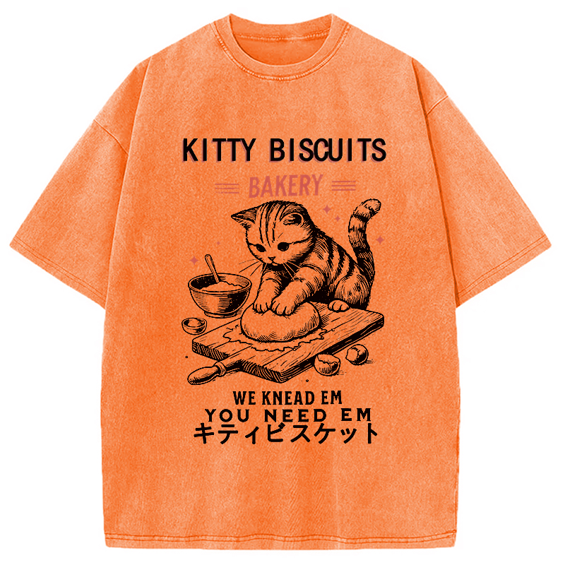 Modecanvas Cat Bakery Washed T-Shirt-modecanvas