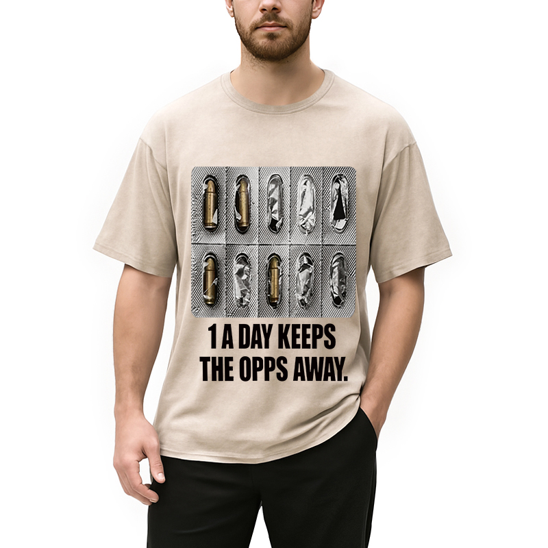 Modecanvas 1A Day Keeps The OPPs Away DTG Printing Washed T-Shirt