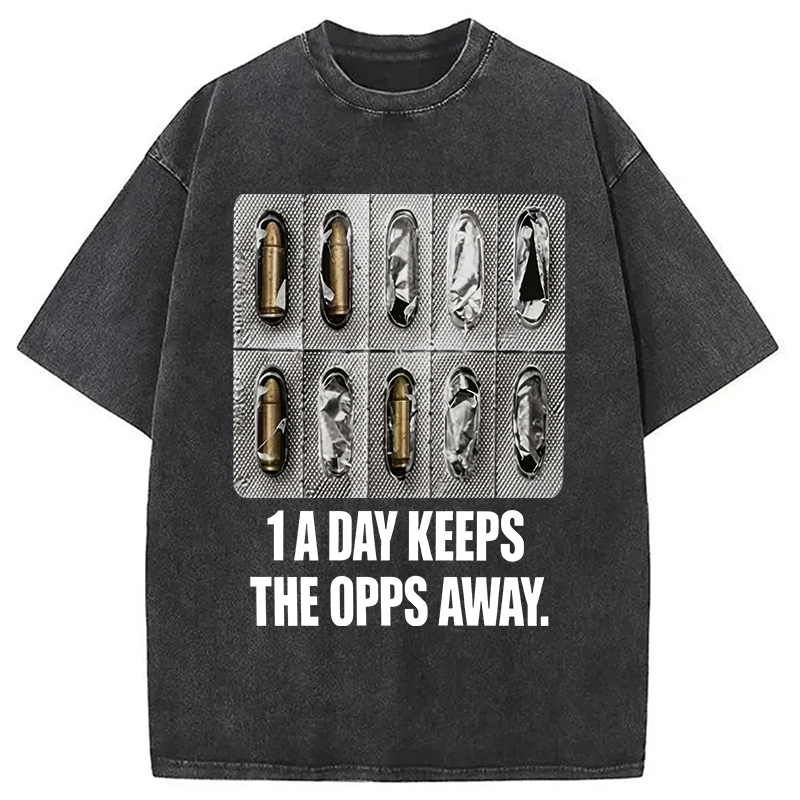 Modecanvas 1A Day Keeps The OPPs Away DTG Printing Washed T-Shirt