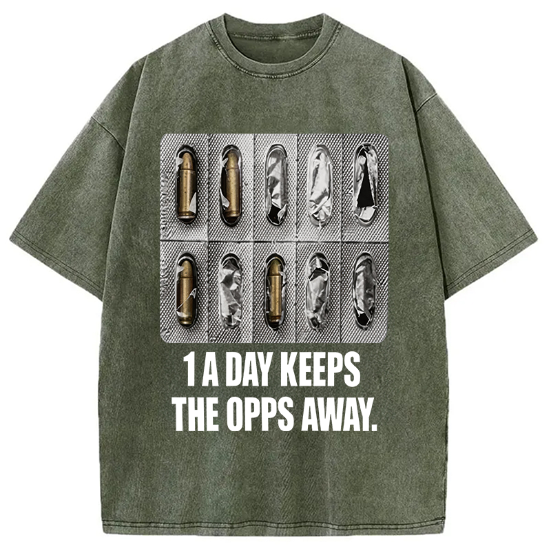 Modecanvas 1A Day Keeps The OPPs Away DTG Printing Washed T-Shirt