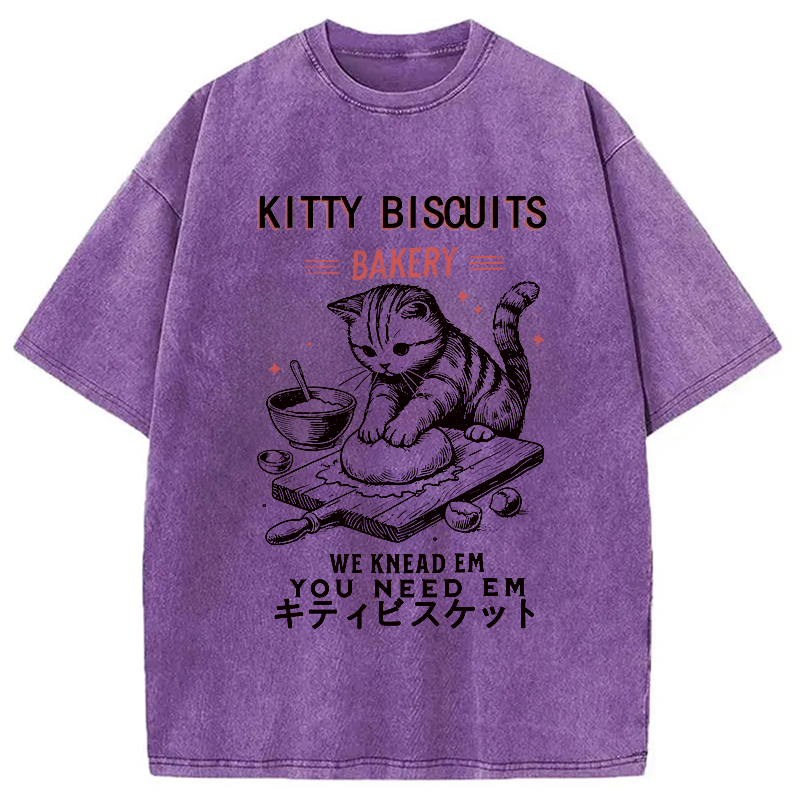 Modecanvas Cat Bakery Washed T-Shirt-modecanvas