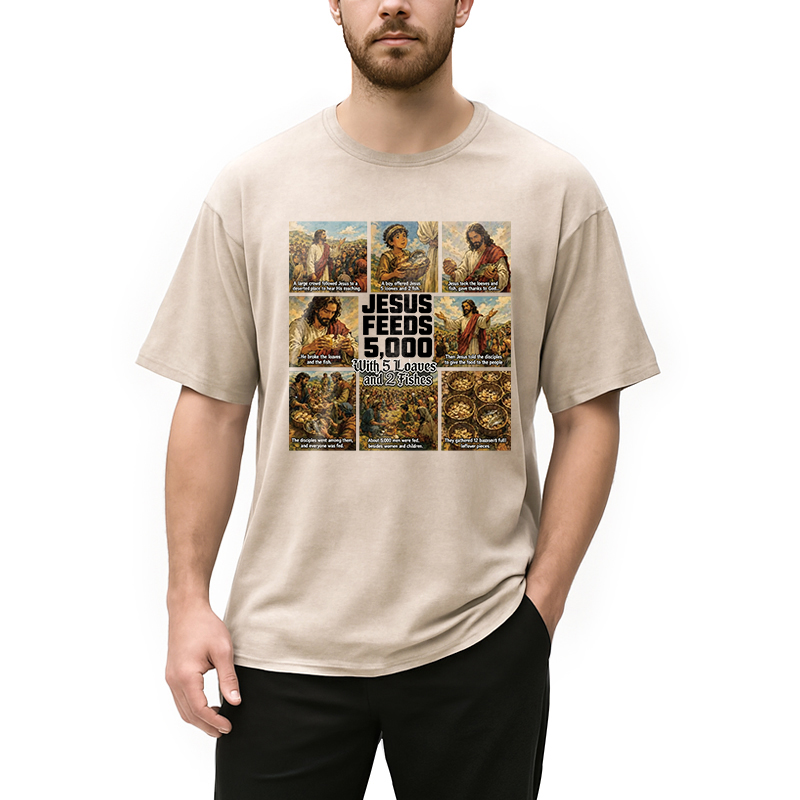 Modecanvas Jesus Feeds 5000 DTG Printing Washed T-Shirt