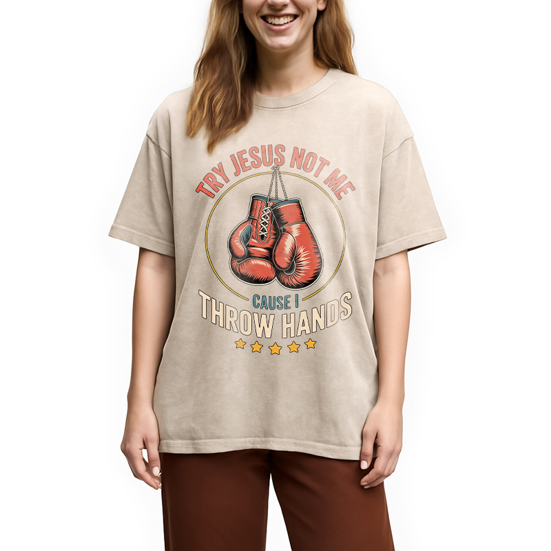 Modecanvas Try Jesus Not Me DTG Printing Washed T-Shirt