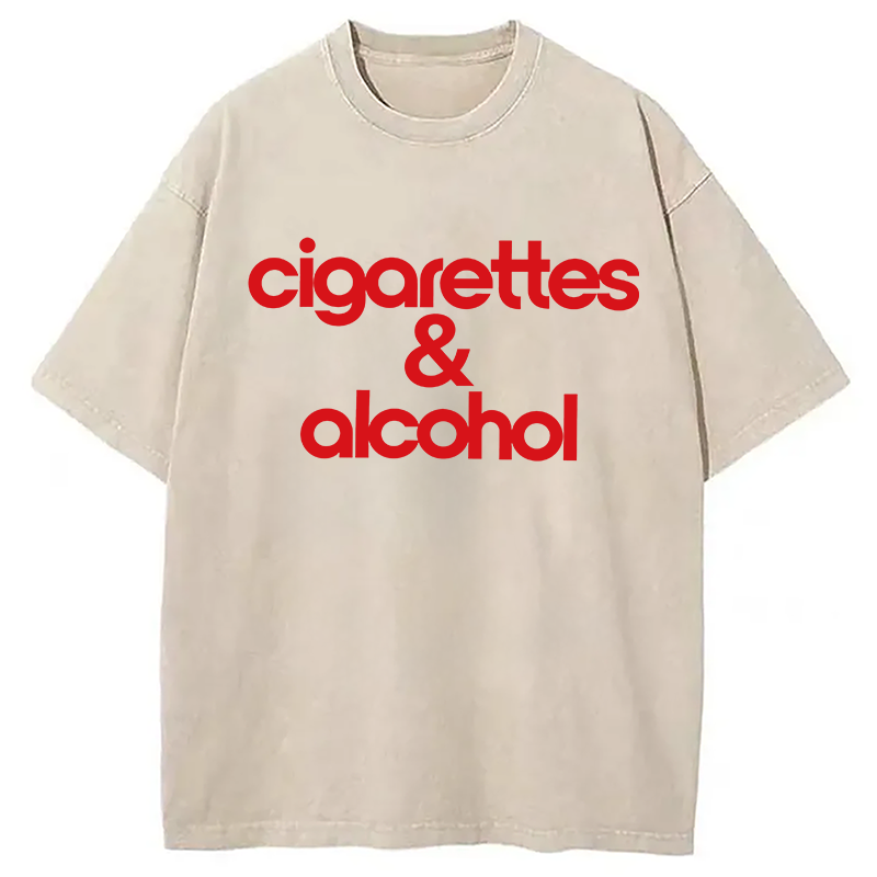 Modecanvas Cigarettes & Alcohol DTG Printing Washed T-Shirt