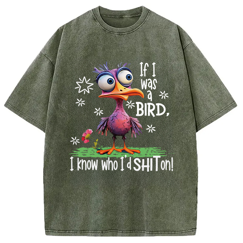 Modecanvas If I Was A Bird DTG Printing Washed T-Shirt