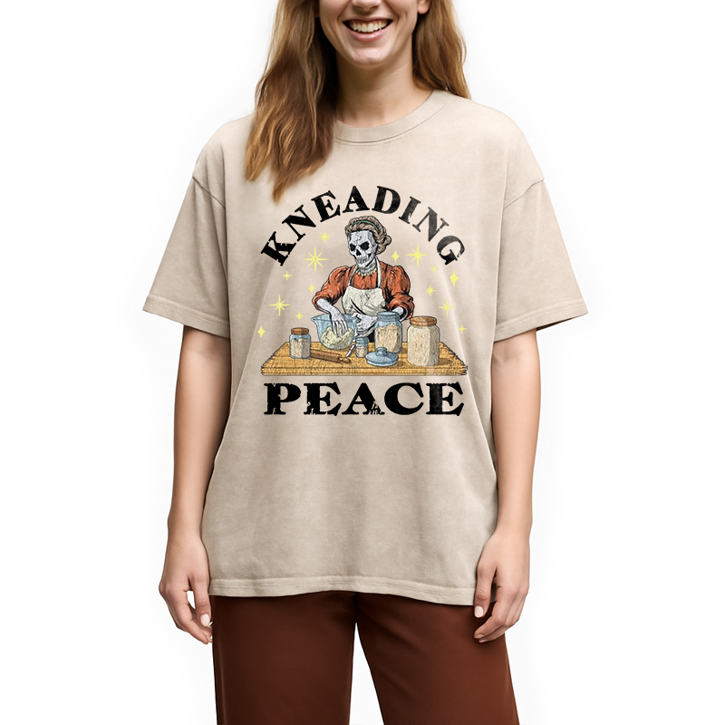 Modecanvas Kneading Peace DTG Printing Washed T-Shirt