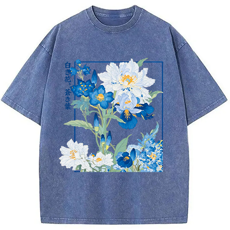 Modecanvas Blossoms Of The Firmament DTG Printing Washed T-Shirt