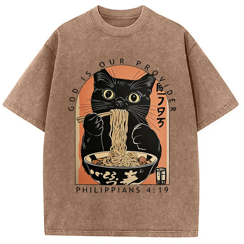 Modecanvas God Is Our Provider DTG Printing Washed T-Shirt