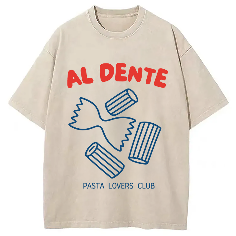Modecanvas Al Dente Pasta Club DTG Printing Washed T-Shirt