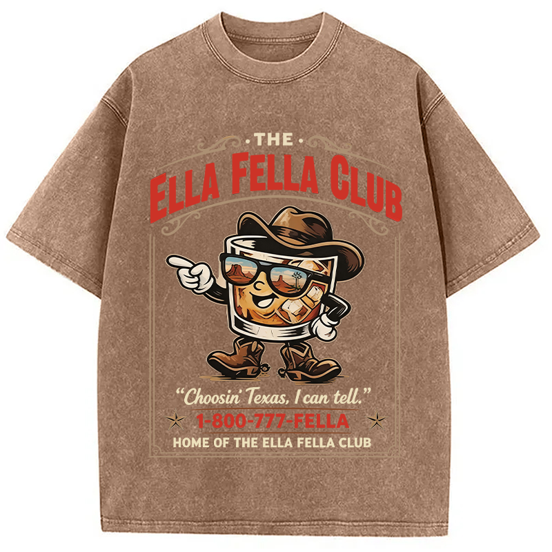 Modecanvas Ella Fella Club Cowboy Whiskey DTG Printing Washed T-Shirt