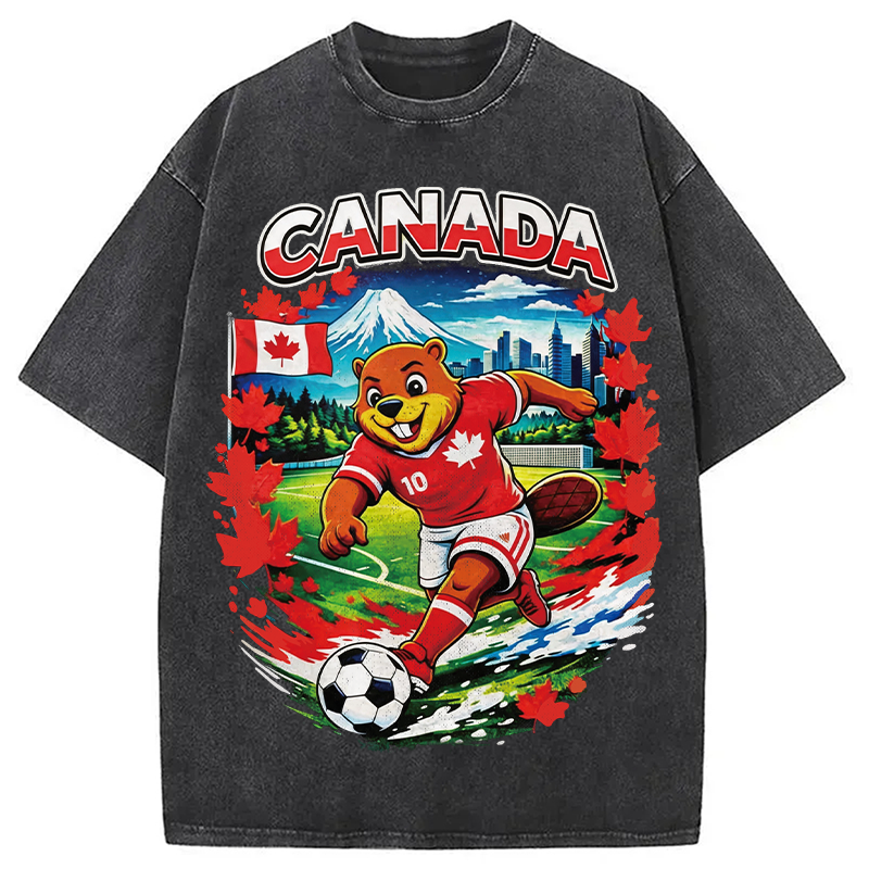 Modecanvas Canada Soccer DTG Printing Washed T-Shirt