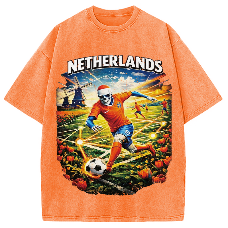 Modecanvas Holland Football DTG Printing Washed T-Shirt