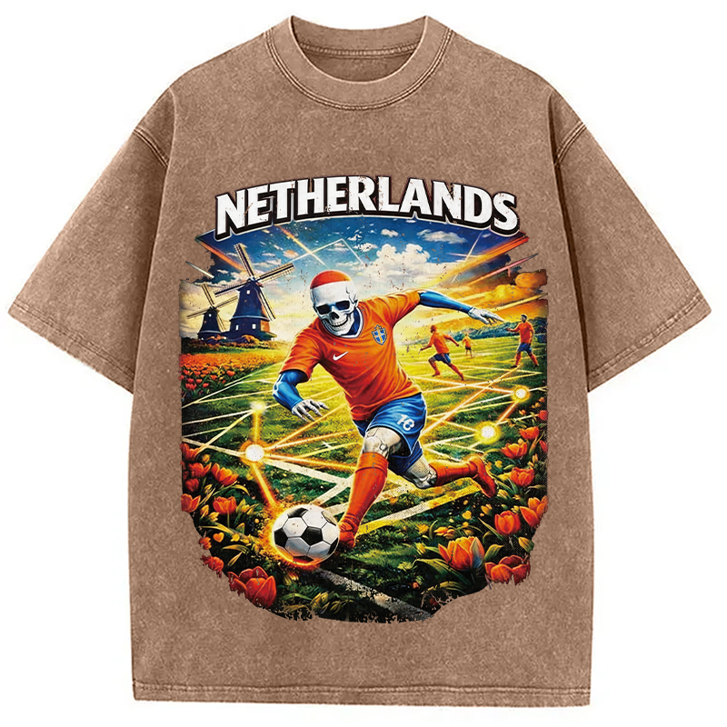 Modecanvas Holland Football DTG Printing Washed T-Shirt