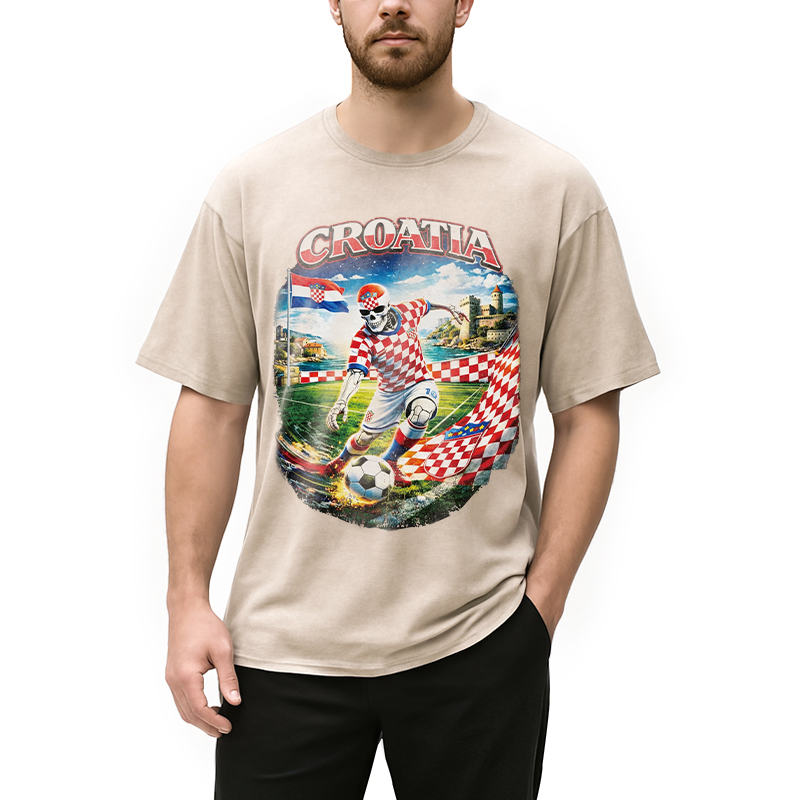 Modecanvas Croatia Soccer DTG Printing Washed T-Shirt