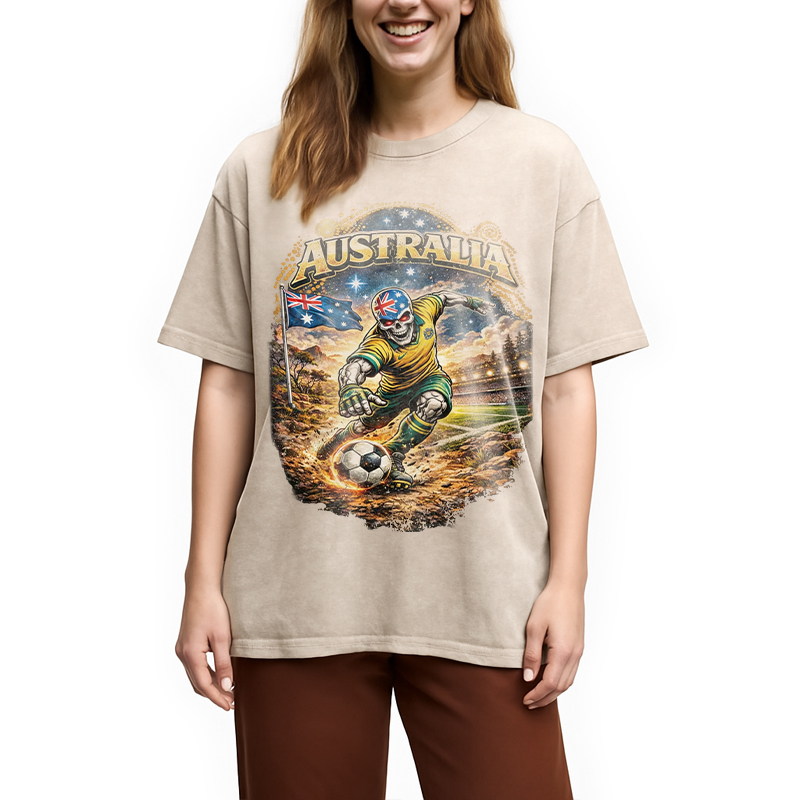 Modecanvas Australia Soccer DTG Printing Washed T-Shirt