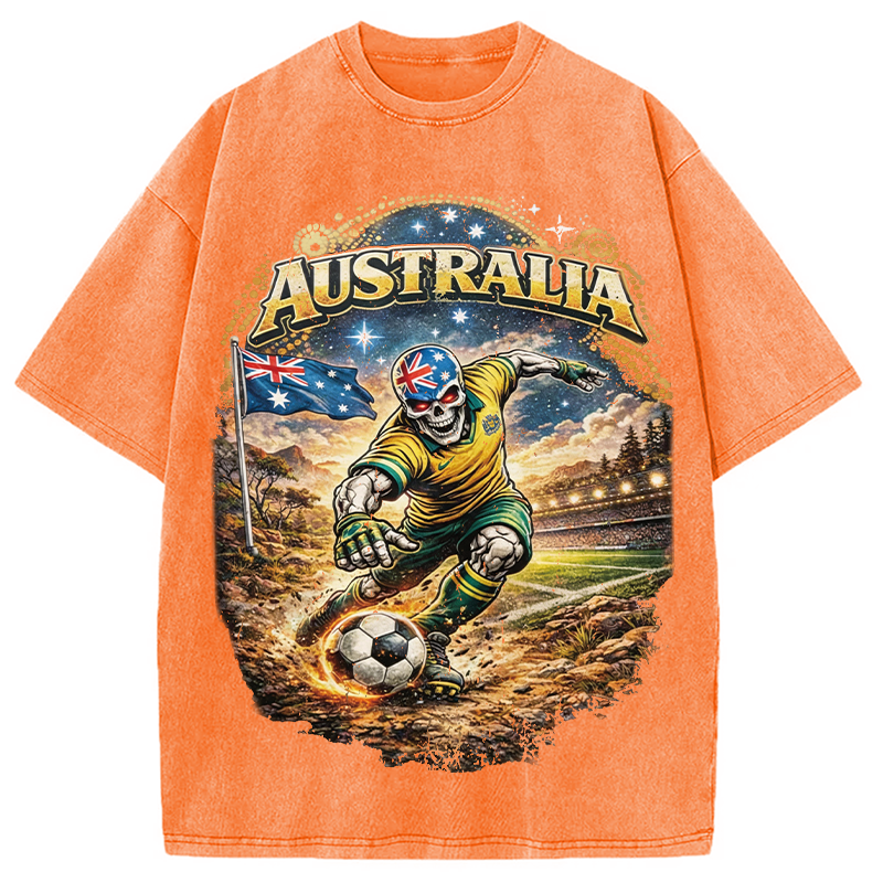 Modecanvas Australia Soccer DTG Printing Washed T-Shirt