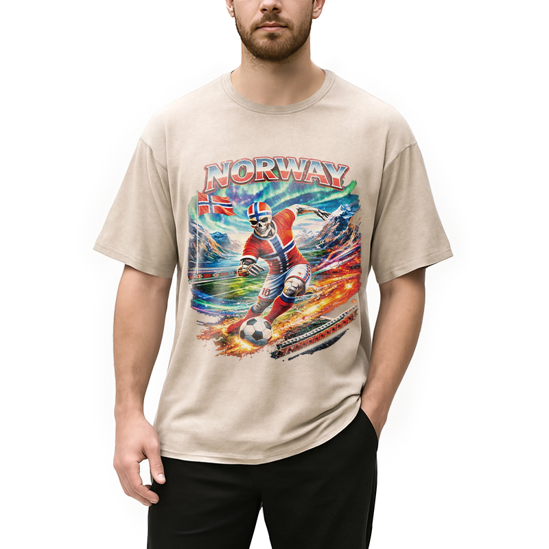 Modecanvas Northern Lights Football DTG Printing Washed T-Shirt