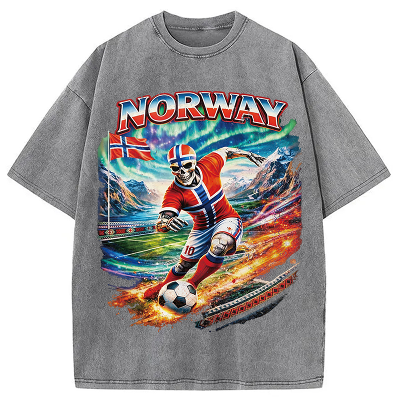 Modecanvas Northern Lights Football DTG Printing Washed T-Shirt