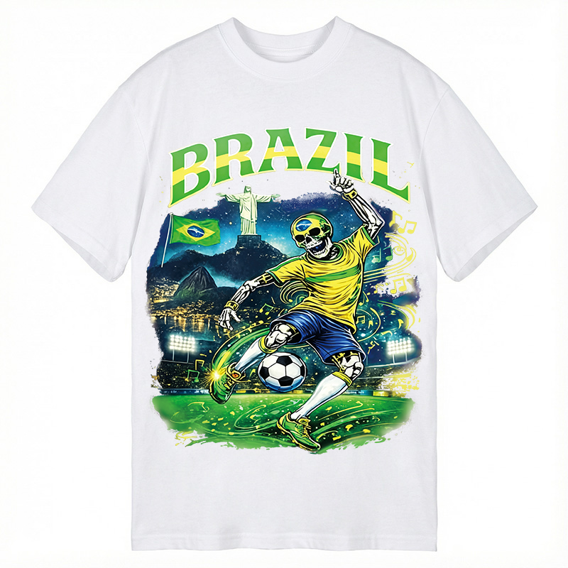 Modecanvas Brazil Soccer Vintage DTG Printing Classic T-Shirt-modecanvas