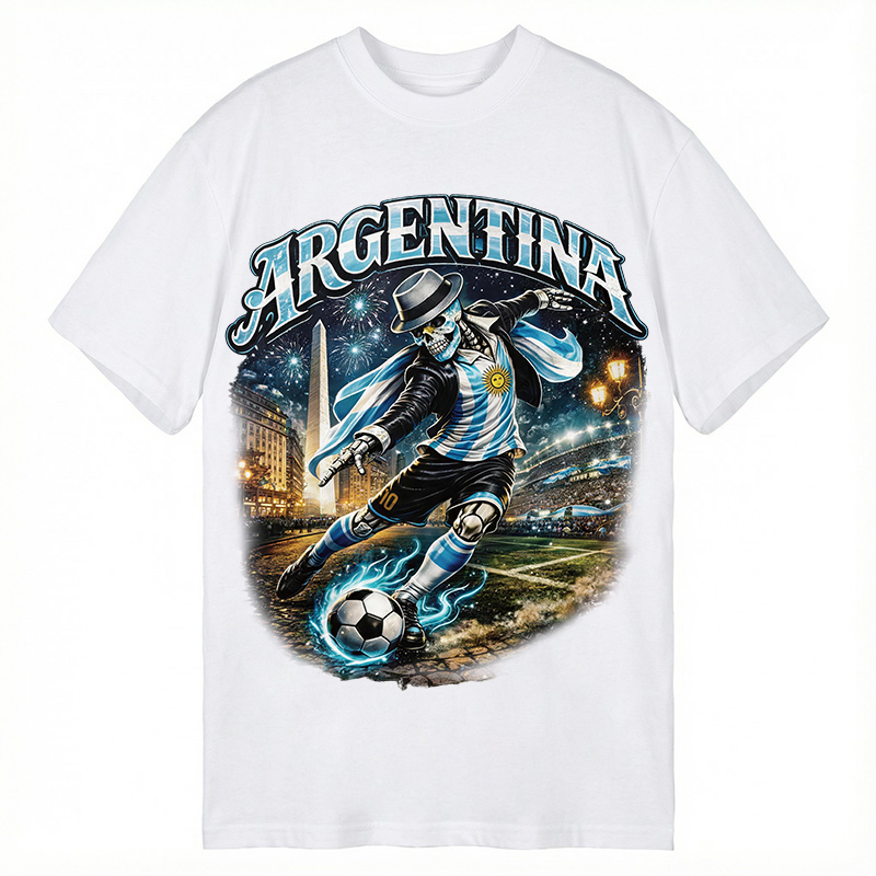 Modecanvas Skull Argentina Football DTG Printing Classic T-Shirt-modecanvas