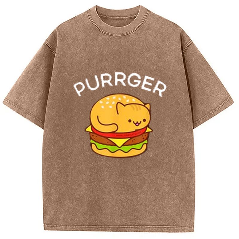 Modecanvas Funny Cat Pun Washed T-Shirt