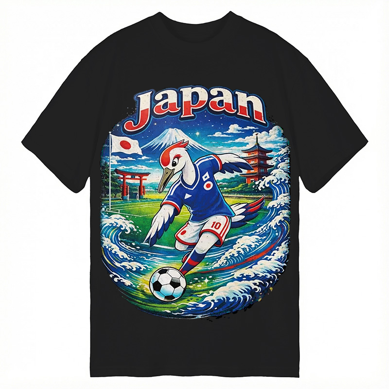 Modecanvas Japan Crane Soccer DTG Printing Classic T-Shirt-modecanvas
