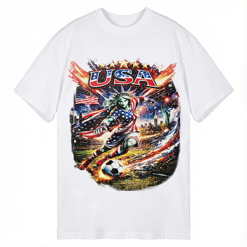 Modecanvas USA Football Skull DTG Printing Classic T-Shirt-modecanvas