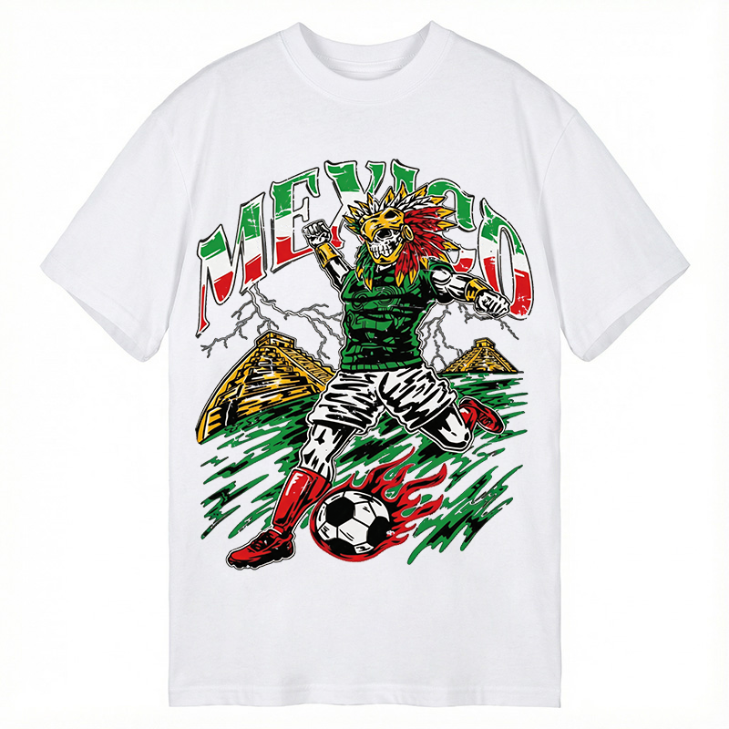 Modecanvas Mexico Soccer Skull DTG Printing Classic T-Shirt-modecanvas