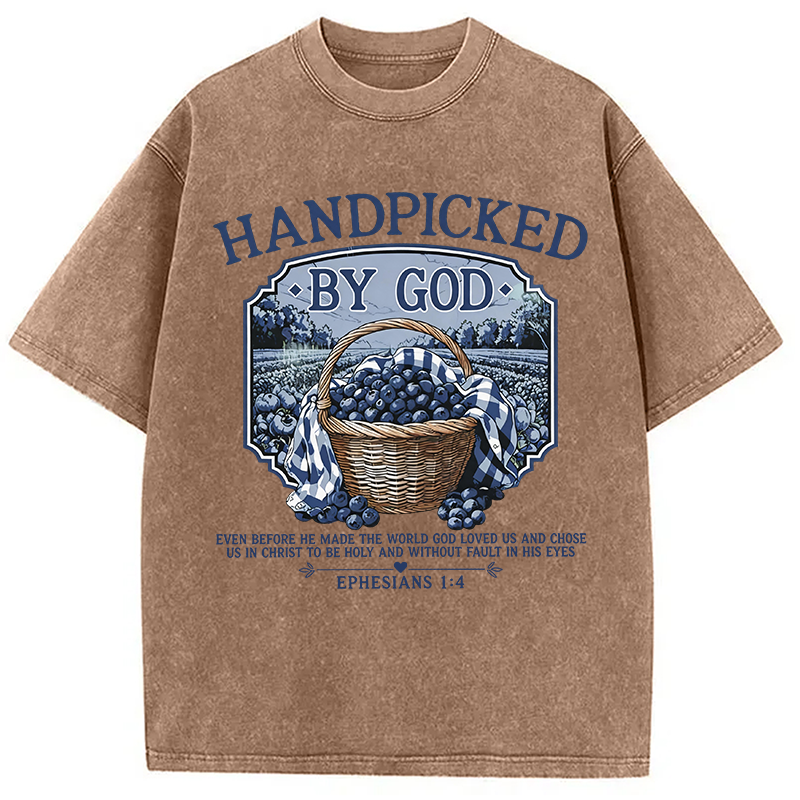 Modecanvas Hand Picked By God DTG Printing Washed T-Shirt