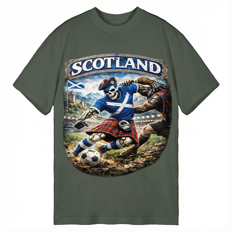 Modecanvas Scotland Soccer Skull DTG Printing Classic T-Shirt-modecanvas