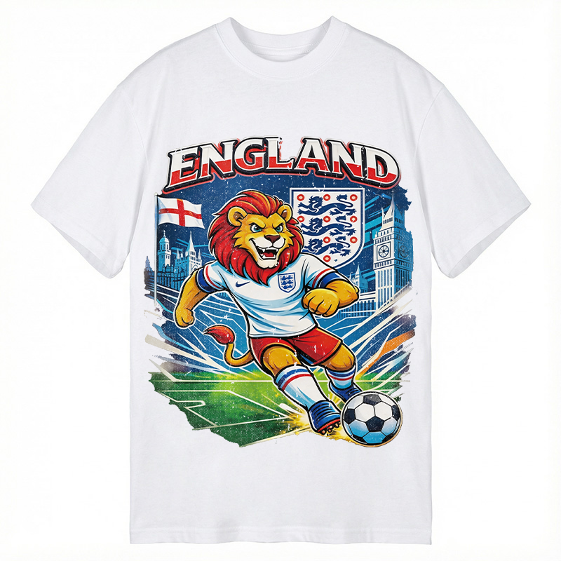 Modecanvas England Lion Soccer DTG Printing Classic T-Shirt-modecanvas
