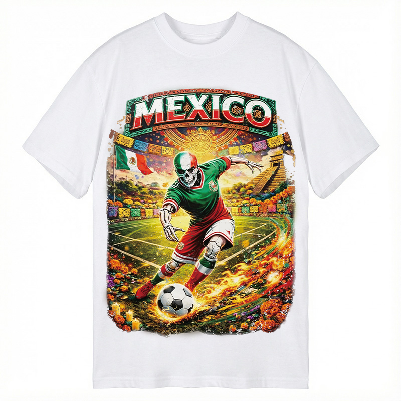 Modecanvas Mexico Skull Soccer DTG Printing Classic T-Shirt-modecanvas