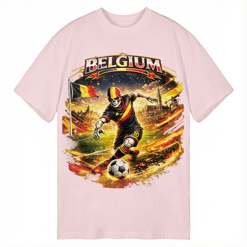 Modecanvas Belgium Soccer Skull DTG Printing Classic T-Shirt-modecanvas