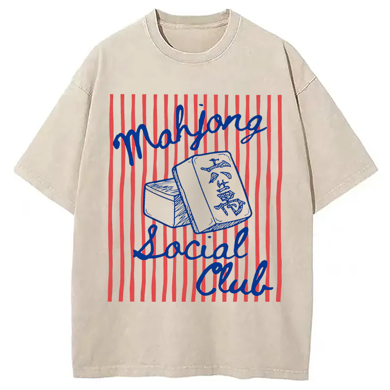 Modecanvas Mahjong Social Club DTG Printing Washed T-Shirt
