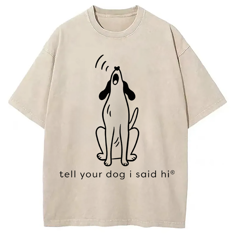 Modecanvas Howling Dog DTG Printing Washed T-Shirt