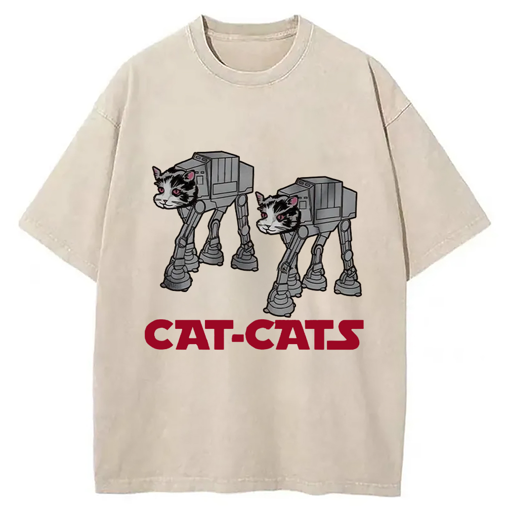 Modecanvas Walking Robot Cat Washed T-Shirt