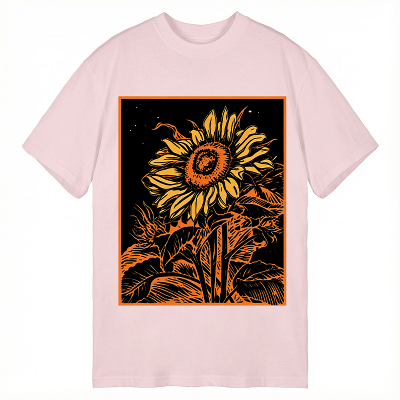 Modecanvas Vintage Woodcut Bloom DTG Printing Classic T-Shirt-modecanvas