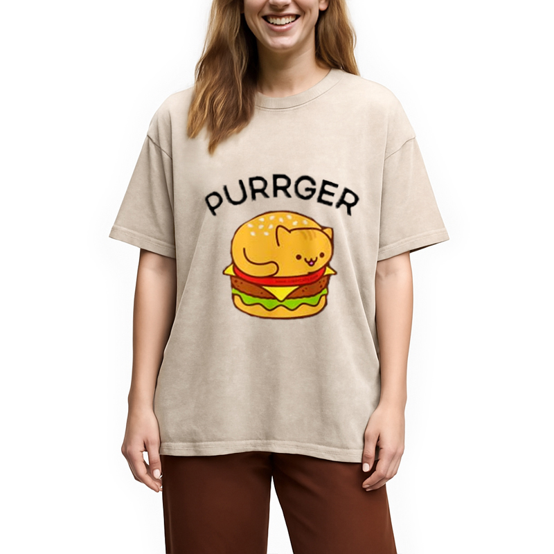 Modecanvas Funny Cat Pun Washed T-Shirt