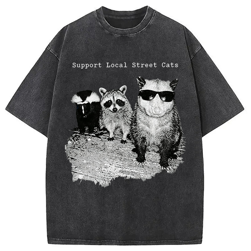 Modecanvas Support Local Street Cats DTG Printing Washed T-Shirt
