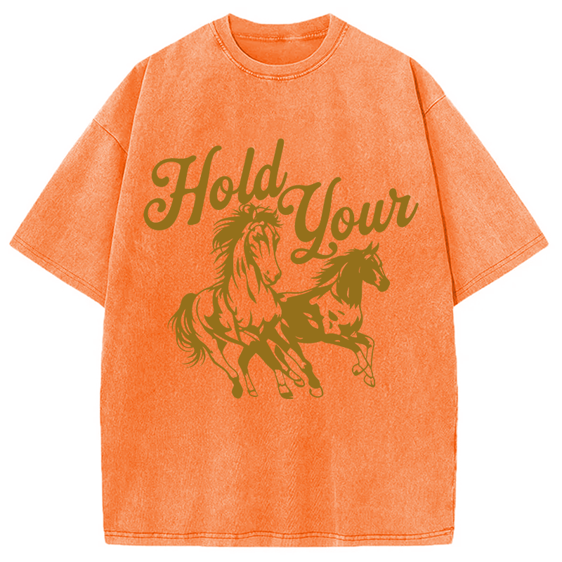 Modecanvas Hold Your Horses DTG Printing Washed T-Shirt