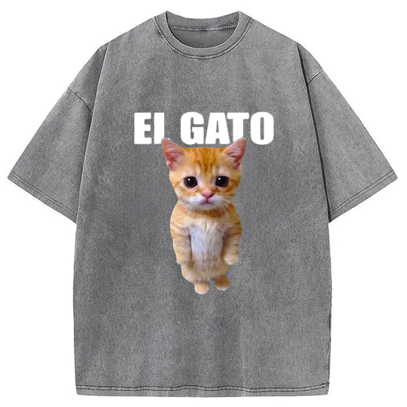 Modecanvas Sad Crying Cat Meme Washed T-Shirt