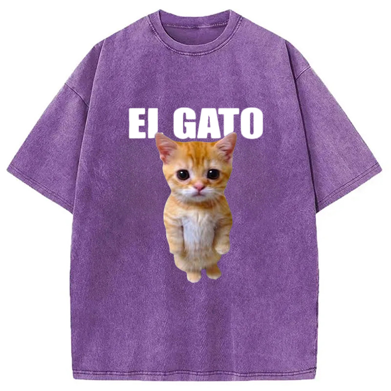 Modecanvas Sad Crying Cat Meme Washed T-Shirt