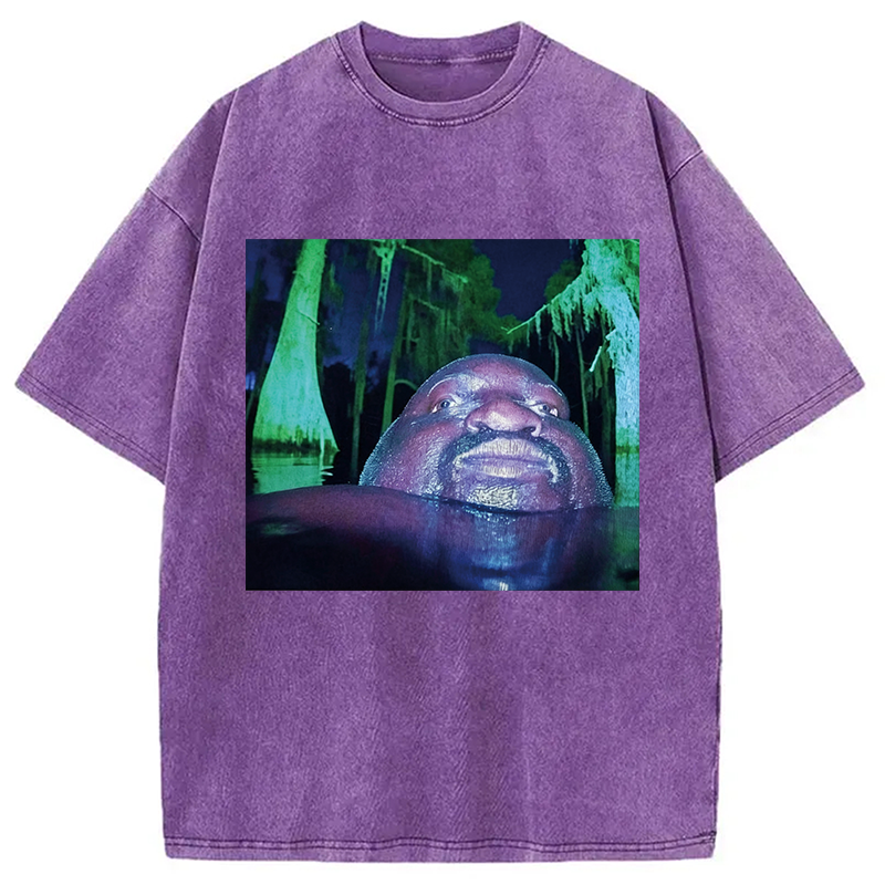 Modecanvas Black Guy in Swamp DTG Printing Washed T-Shirt