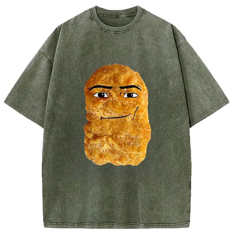 Modecanvas Chicken Nugget Meme Washed T-Shirt